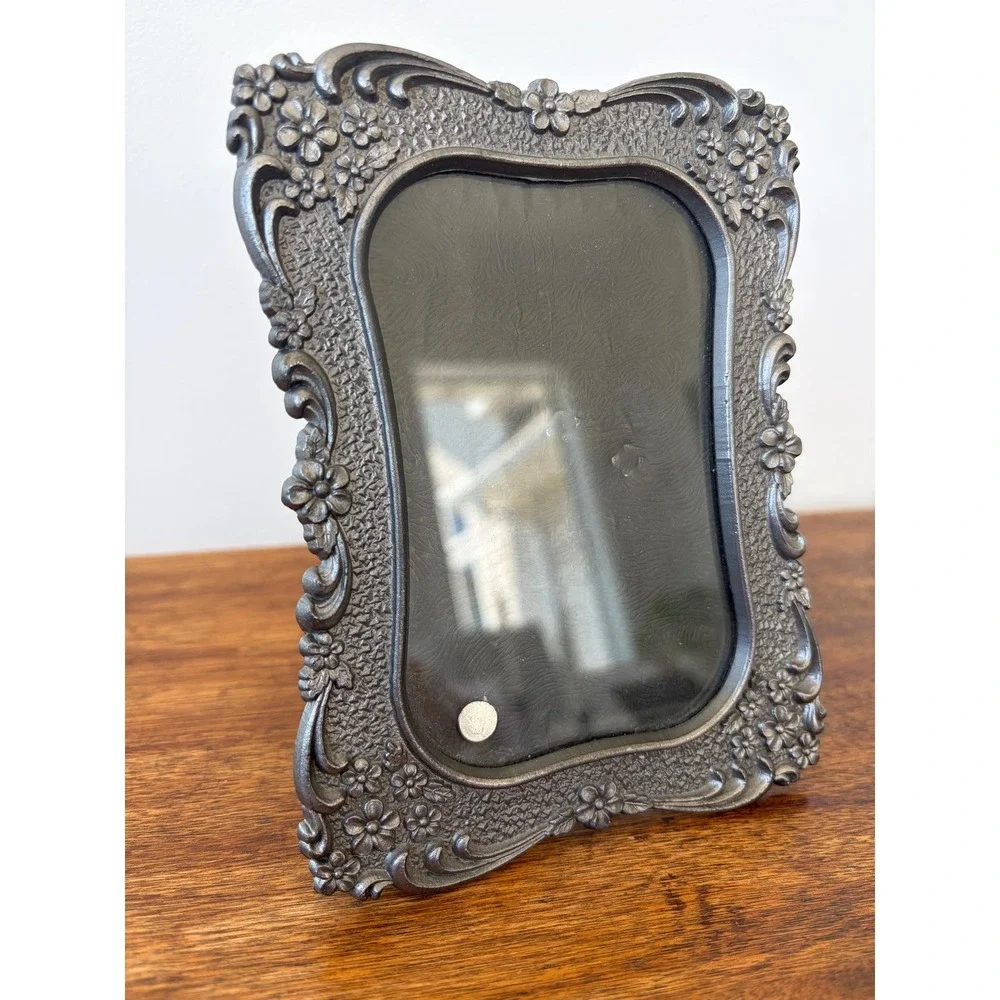 Vintage Ornate Pewter Floral Picture Frame